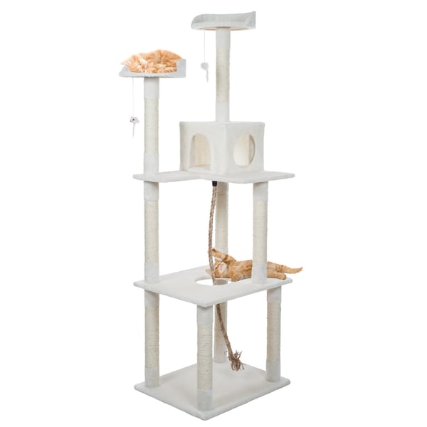 Pet Adobe Pet Adobe Cat Tree House- Multi-Level, Scratching Posts, Condo, Perches & Toys- 6-Feet Tall (Ivory) 618702CLZ - main